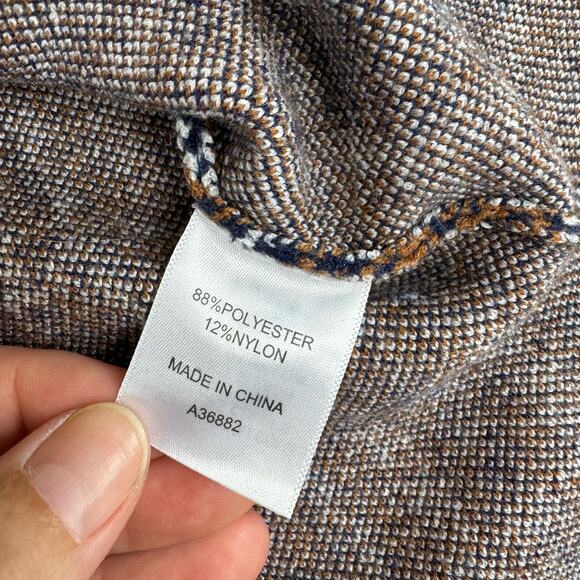 Appleseeds Mock Neck Sweater Women's Petite Large Brown‎ Navy Houndstooth (0736) - Picture 4 of 10